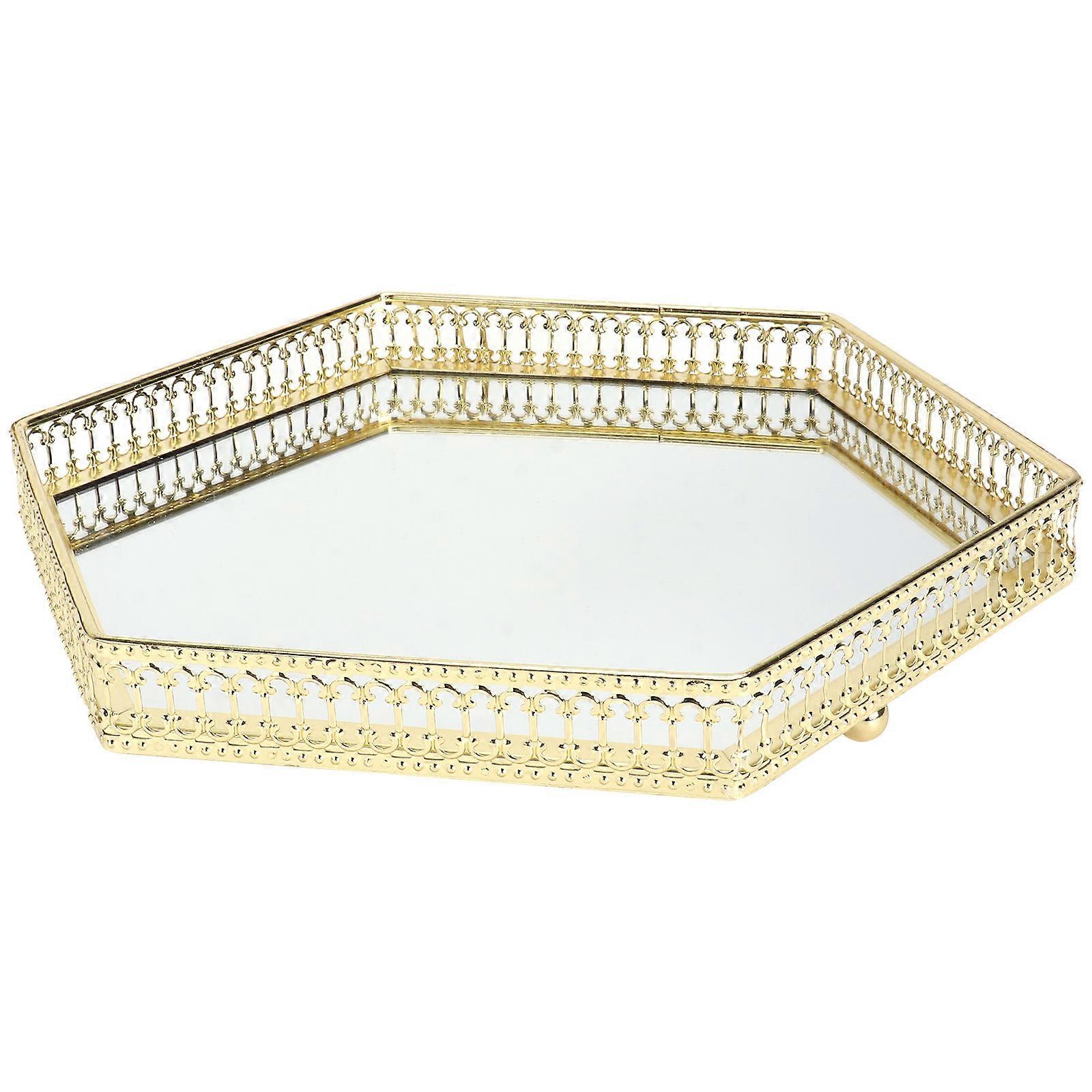Nordic Style Decorative Tray For Jewelry Holding Featuring A Unique Hexagonal Design Constructed With Iron 1Set