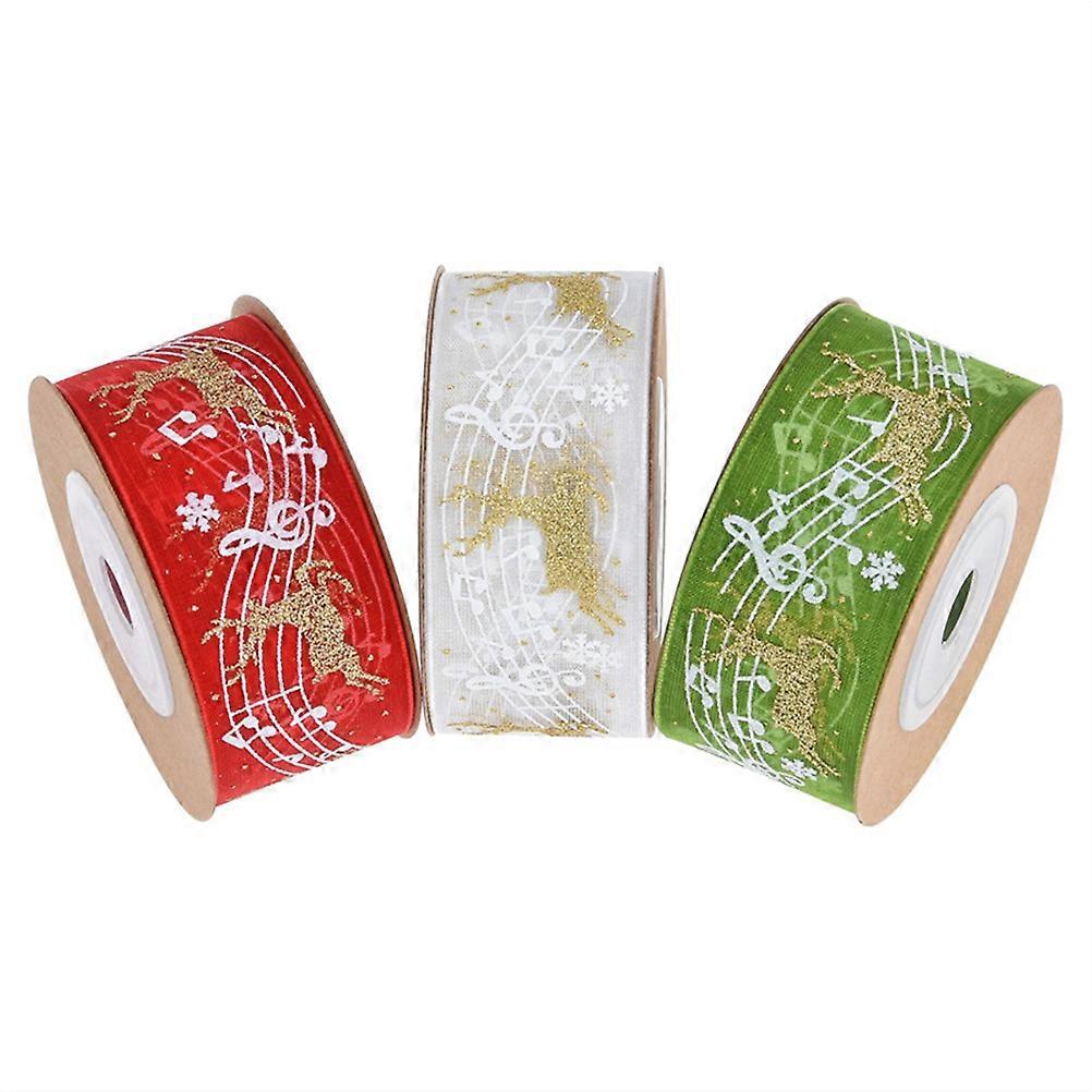 Christmas Ribbon Decorative Ribbons for Gift Wrapping 3Pcs Set