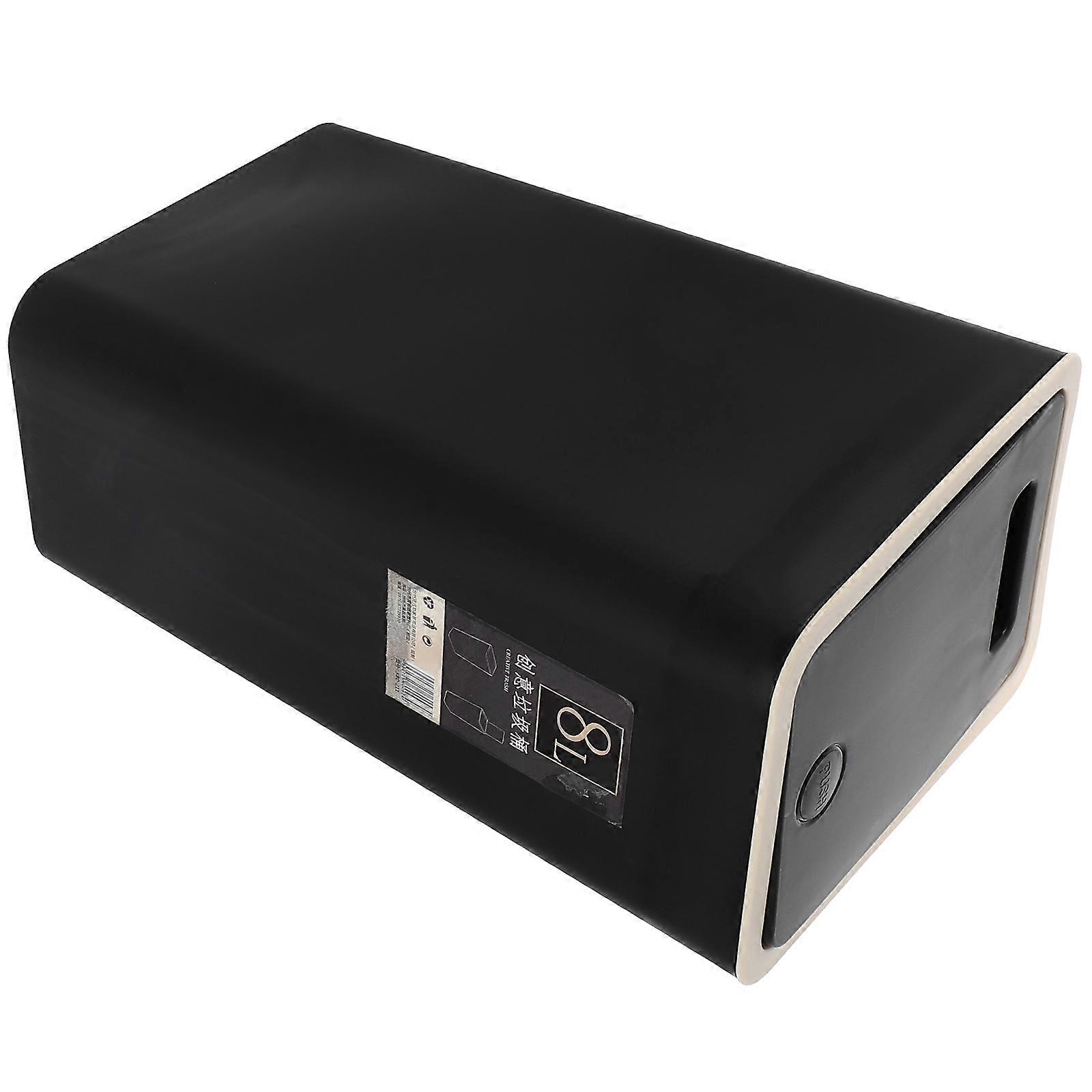 Bathroom Garbage Can Press-to-Open Design Black Plastic for Kitchen and Office Use 1Pcs