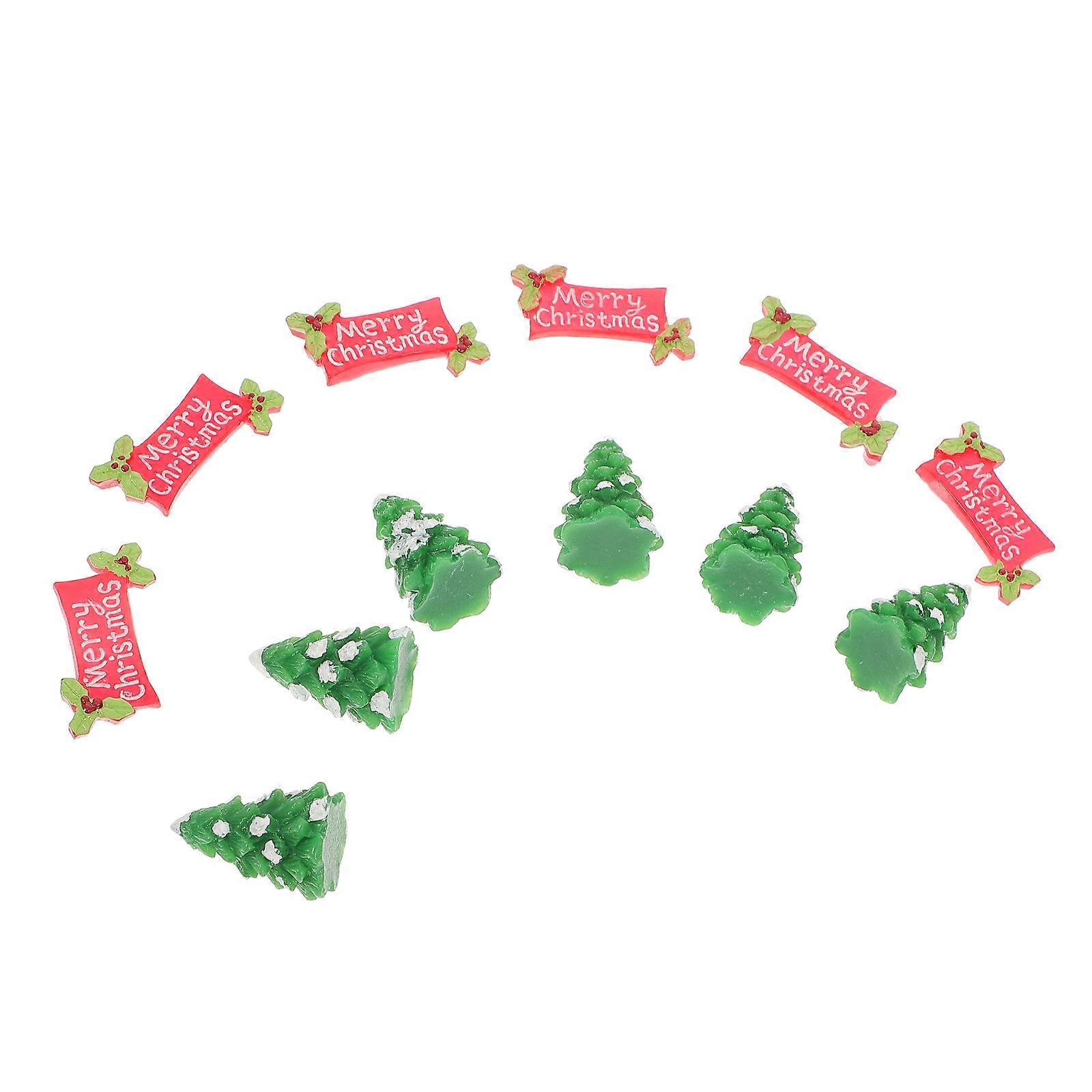 12Pcs Decorations For Christmas Tree Shape Resin Plaque Small Tree Adorns 3X2.1X2.1Cm Suitable For Festival