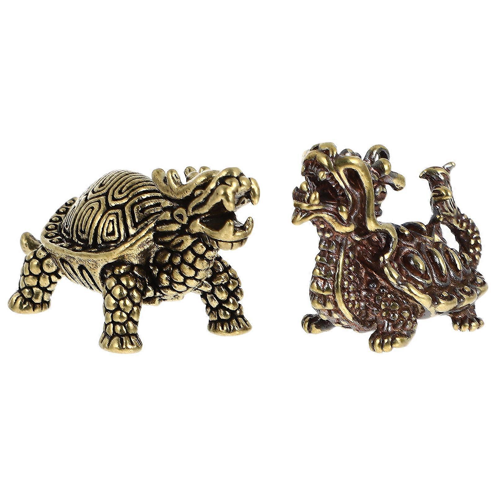 Retro Miniature Dragon Turtle Keyring Pendant For Creative DIY Projects 2Set