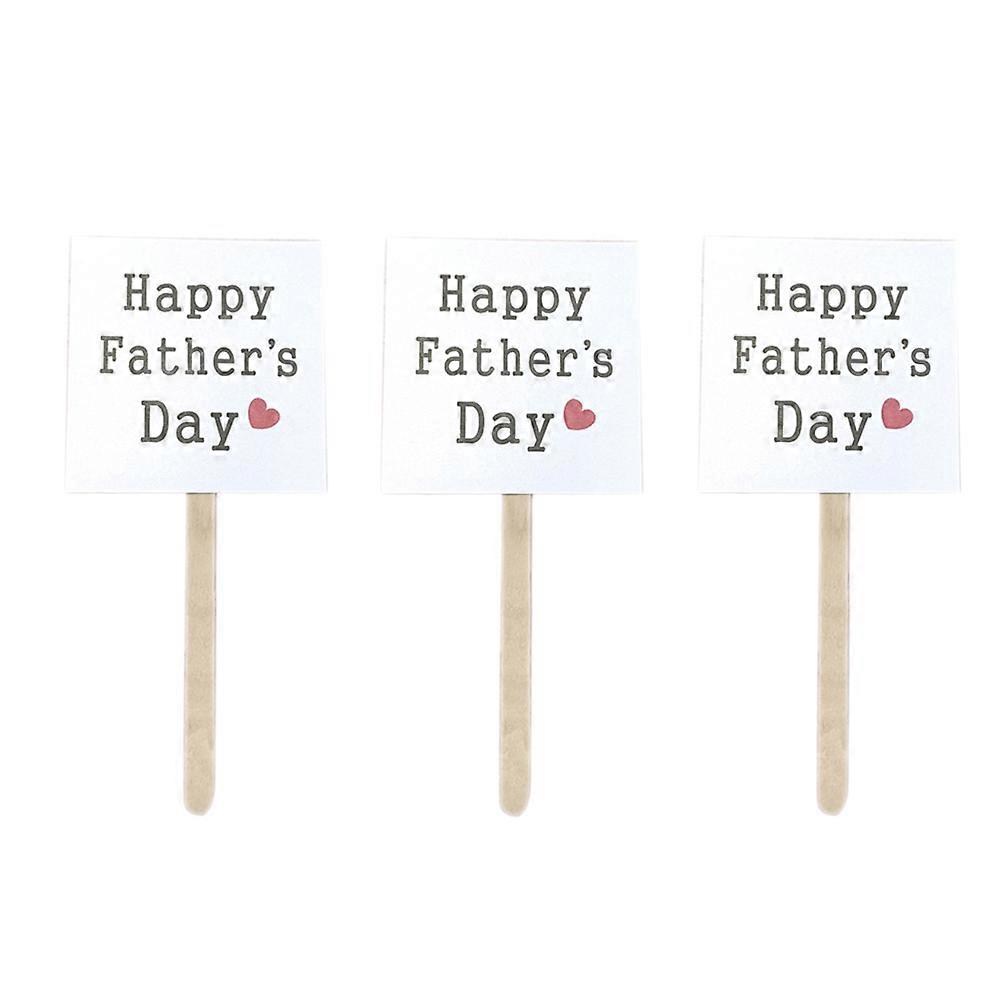 Happy Father's Day Cake Topper Beige Paper Picks for Decoration Supplies 25pcs