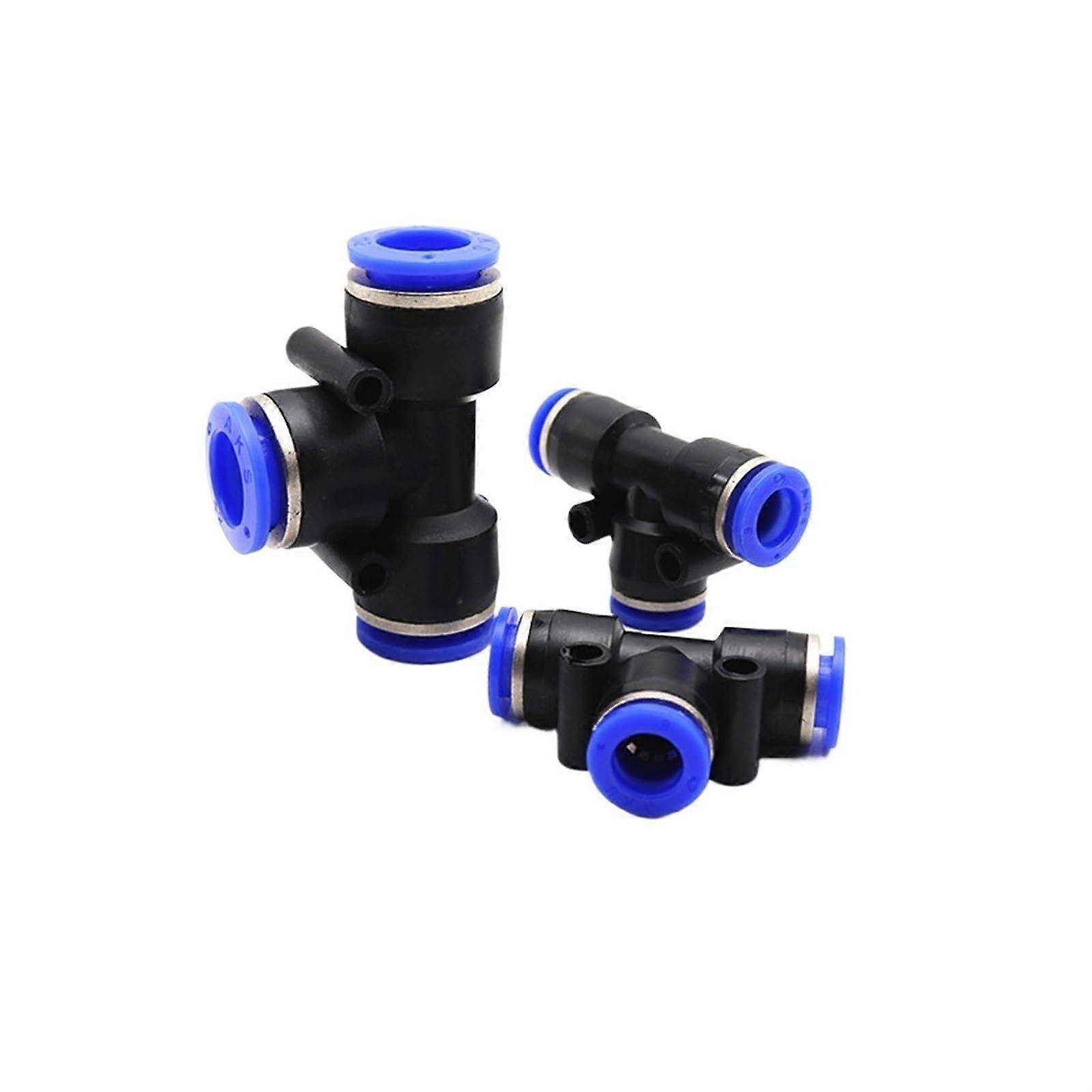 3-Way T-Shaped Pneumatic Tee Fitting, Push-In Air Gas Connector, 10mm, 8mm, 12mm, 6mm, 4mm, 16mm Outer Diameter, Red