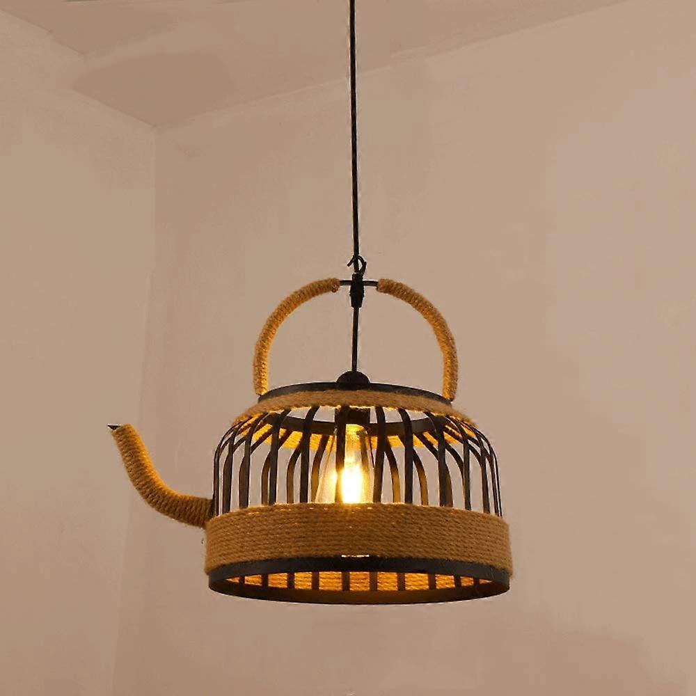 Oldfashioned Industrial Teapot Chandelier Creative Metal Twine Adjustable E27 Pendant Lamp