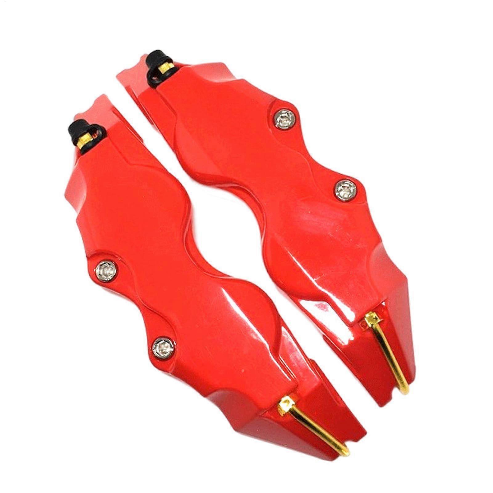 Brake Cover,2pcs Sturdy 3D Wheel Hub Cover  Decorative Brake Protector Red