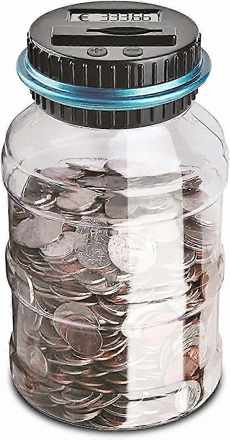 Piggy bank with coin counting system and LCD display, giving piggy bank