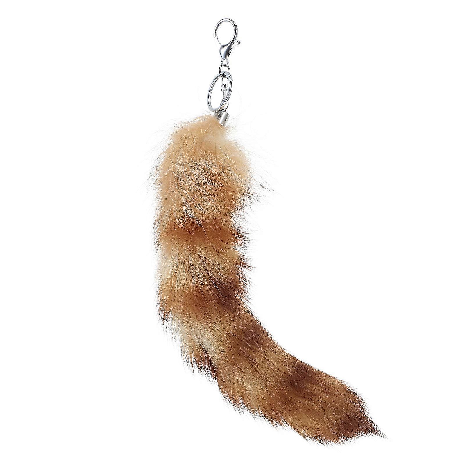 Adorable Fox and Tails Keychain with Faux and Metal for Decoration Multi Color 1 Piece