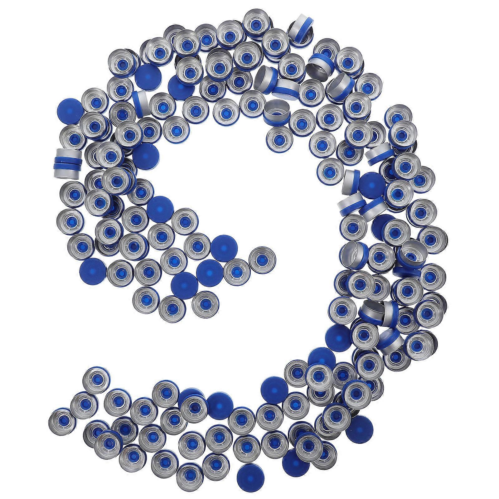 200pcs Blue Flip Top Caps for Bottles Airtight Aluminum Plastic Composite Seal for Laboratory Use