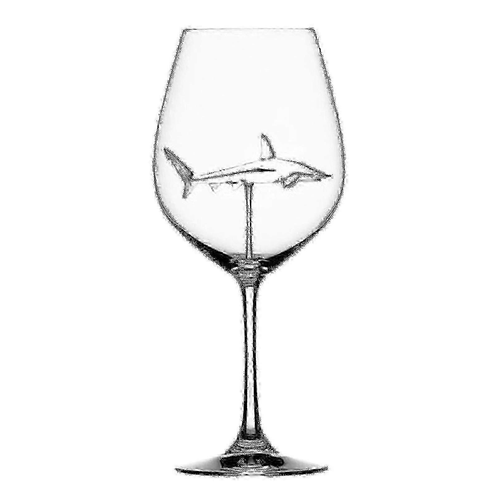 Red Wine Goblet in Shark Design - Clear Glass Cup for Home Bar, Party & Gifts - 1 Piece