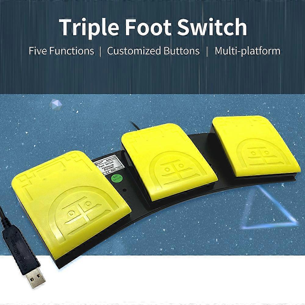 USB Triple Foot Switch Control Three Keys Customized for Shortcut Keys Mouse Keyboard Gamepad Character String Multimedia