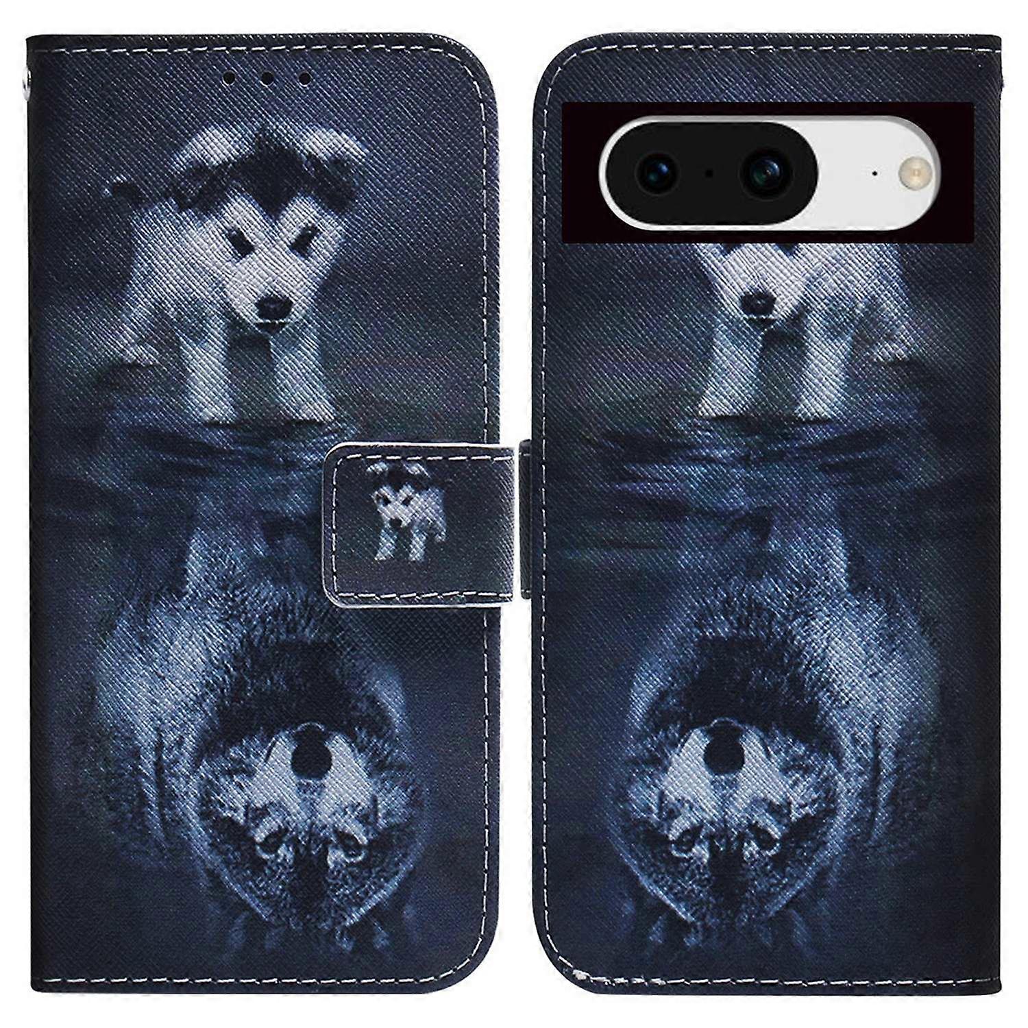 Anti-Drop Cover for Google Pixel 8 Pattern Printing Phone Case PU Leather Wallet Stand Shell