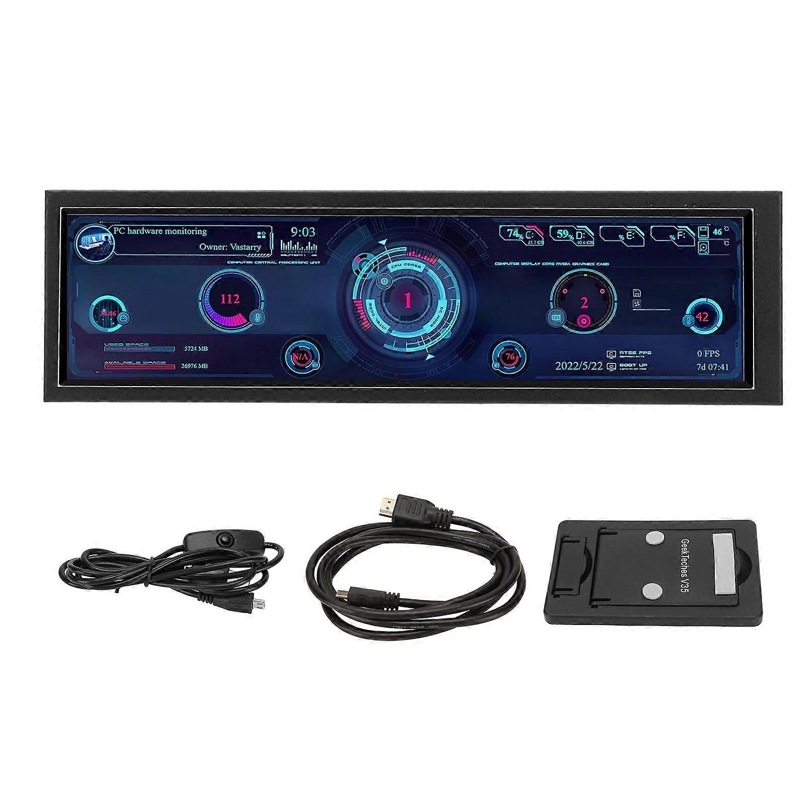 8.8 Inch IPS Display 1920x480 CPU GPU SSD Data Temperature Monitor Chassis Sub Screen for Windows