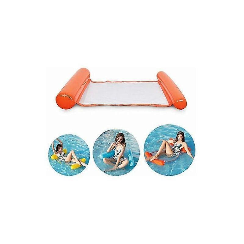 Inflatable Swimming Bed, Ultra Comfortable Water Hammock with Net, Inflatable Head and Foot Section Pool Hammock Water Air Mattress Floating Lounge C