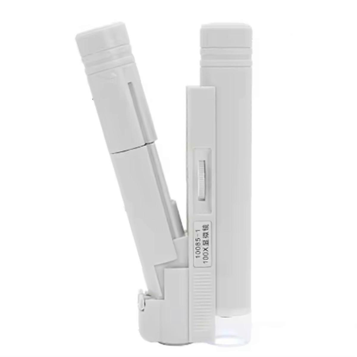 Handheld Microscope 100X Mini Pocket Portable Microscope LED Lamp Light Foldable Jewelry Magnifier M