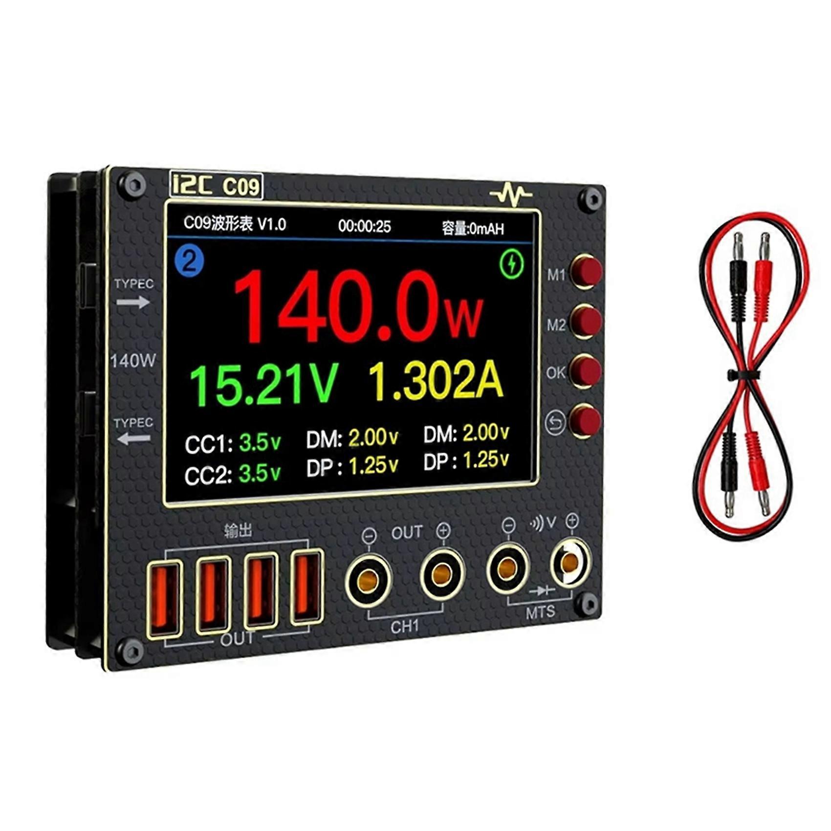 I2C C09 Wellenform-Amperemeter 0-40V Eingang Zweikanal-Spannungs-Strom-Tester 4-Zoll-Schnelldioden-Scanning-Messtester B