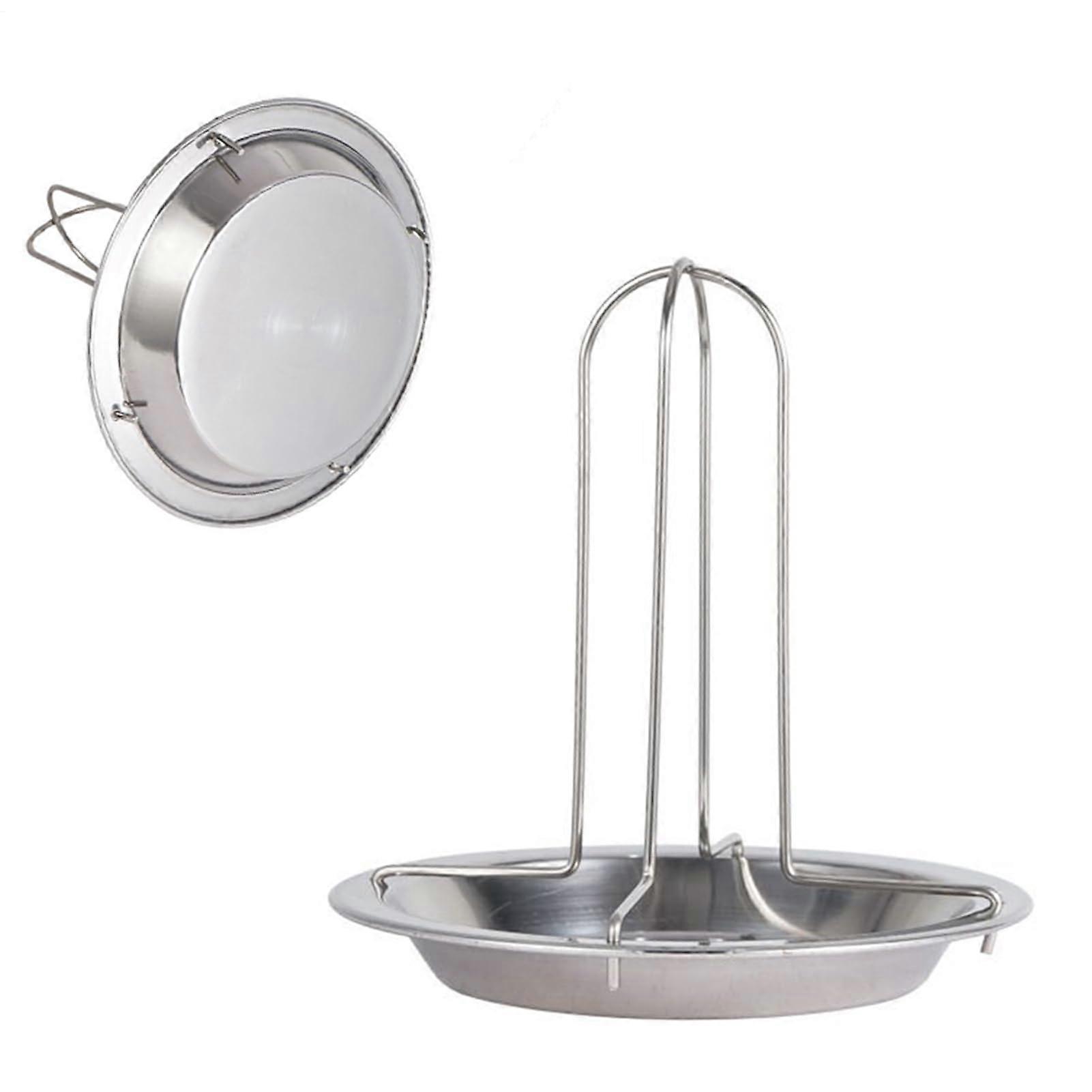 Beer Can Chicken Holder Stainless Steel Duck Roaster Vertical Roasting Stand With Drip Pan For Camping Beach Tailgating