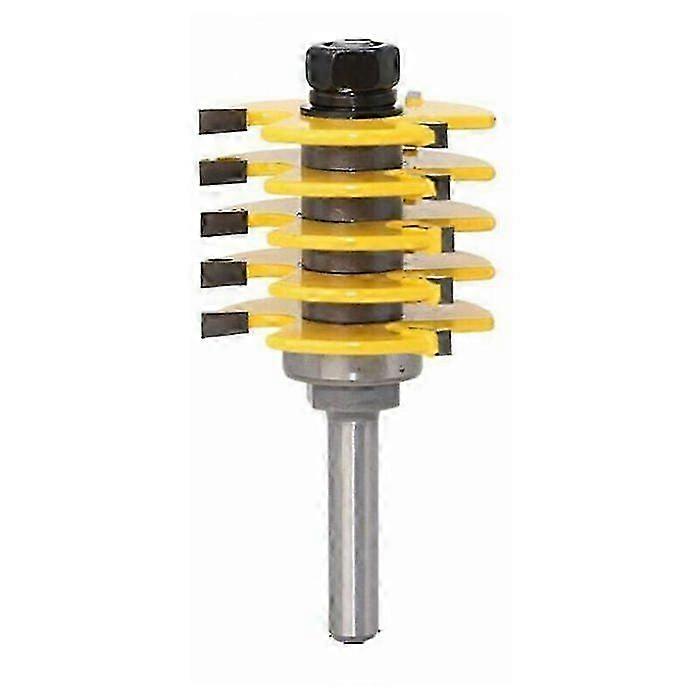 1 Pcs Adjustable Stacking Slot Router Bit Set, 8mm Shank, for Woodworking Tool with 6 x Yellow Blade, Fonepro--