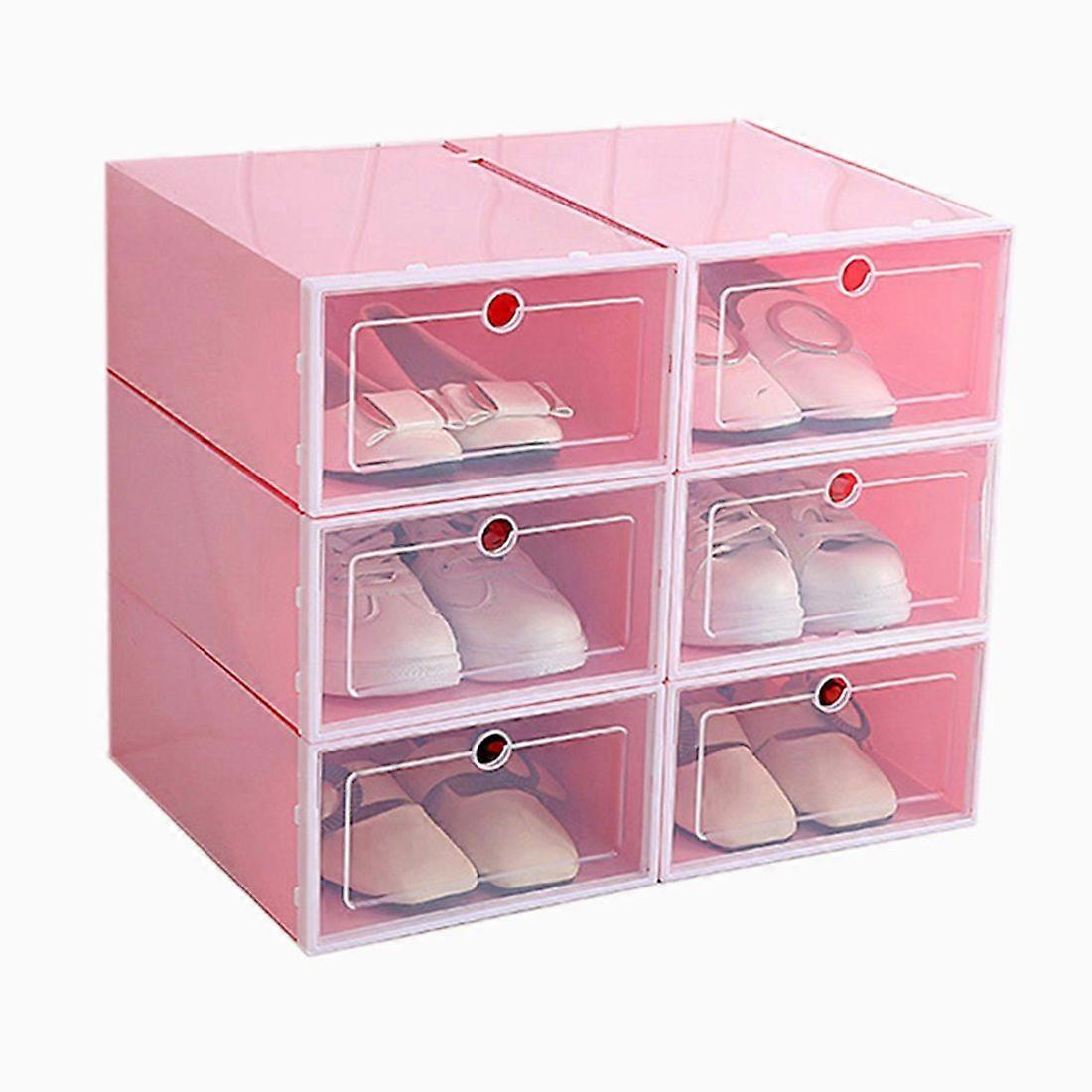 6-Piece Color Shoe Box, Transparent Plastic Shoe Storage Box, Shoe Cabinet Storage Drawer Rectangle
