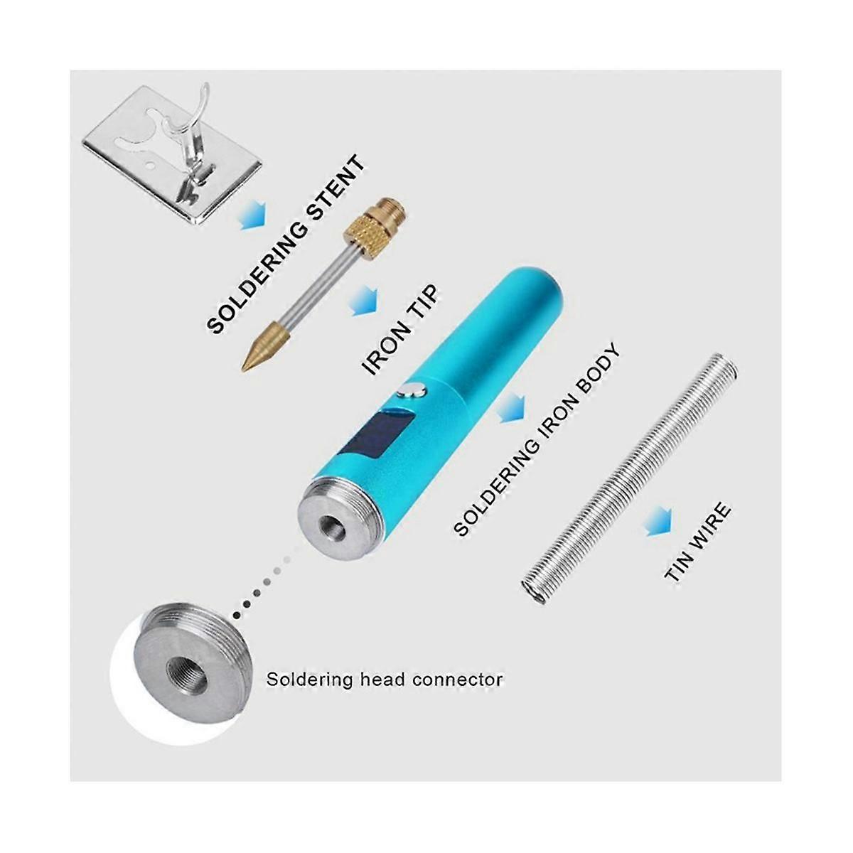 High-Power Cordless Soldering Iron Rechargeable Soldering Iron Portable Removable Battery with LED