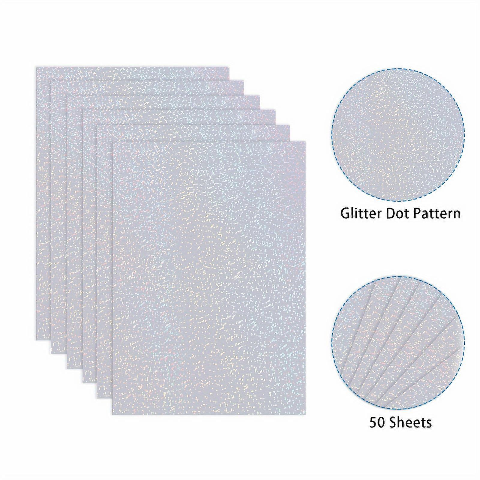 50 sheets - Sparkle Holographic Clear Vinyl Cold Laminated Film, 2.9x4.1 Inches, Self-Adhesive, Waterproof, Easy to use, Suitable for DIY Decoration