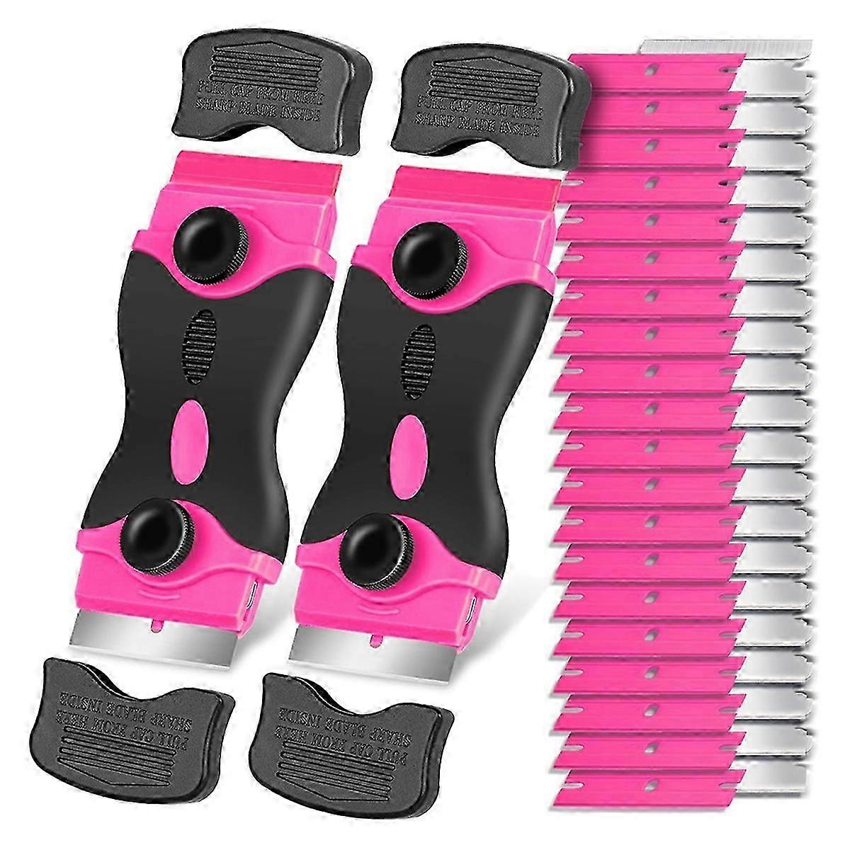 Blade Scraper Tool Kit - 2 Pack with Scrapers & 40 Extra Blades - Plastic Paint Removal Tool