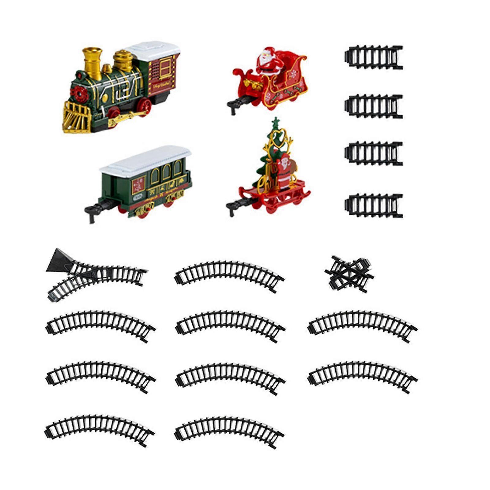 Christmas Train Set, Rail Car Train Railway Tracks Kit with Sound and Light for