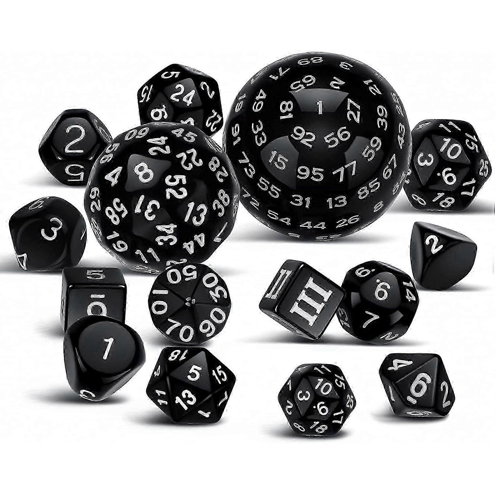 Polyhedral DND dice set 15 pieces complete D3-D100 for RPG