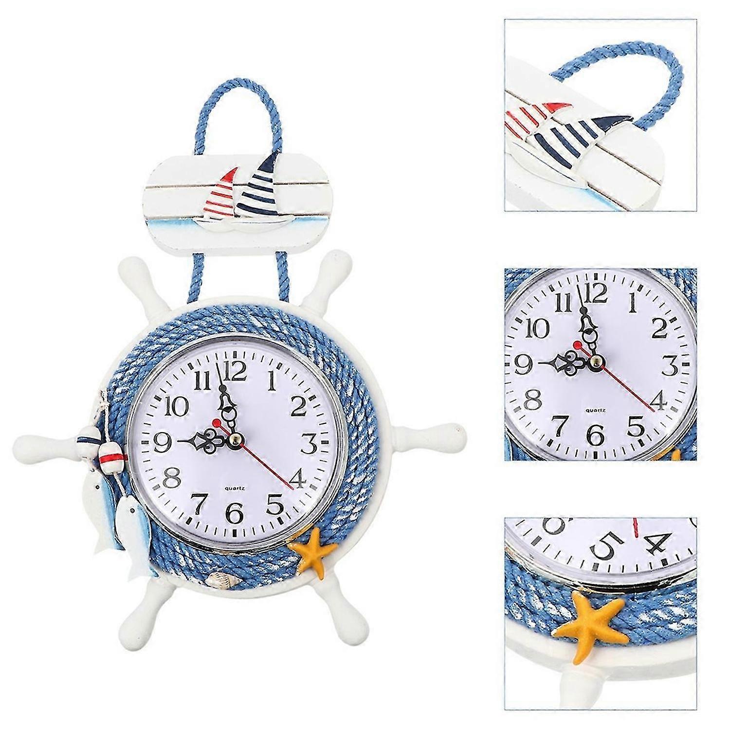Mediterranean Style Anchor Clock Beach Theme Clock Sailing Ship Wheel