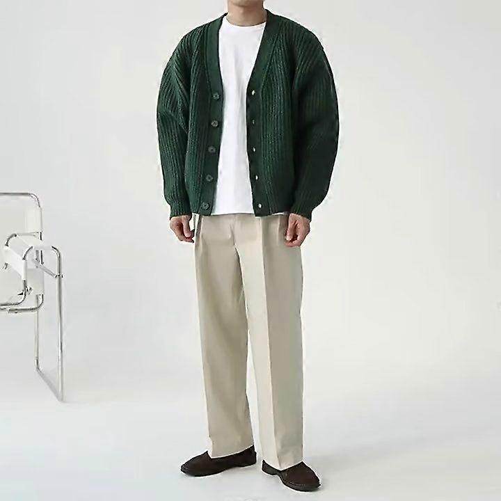 Autumn And Winter Sweater Men's Loose Korean Style Lazy Style Cool And Wild Solid Color Knitted Cardigan Top Coat