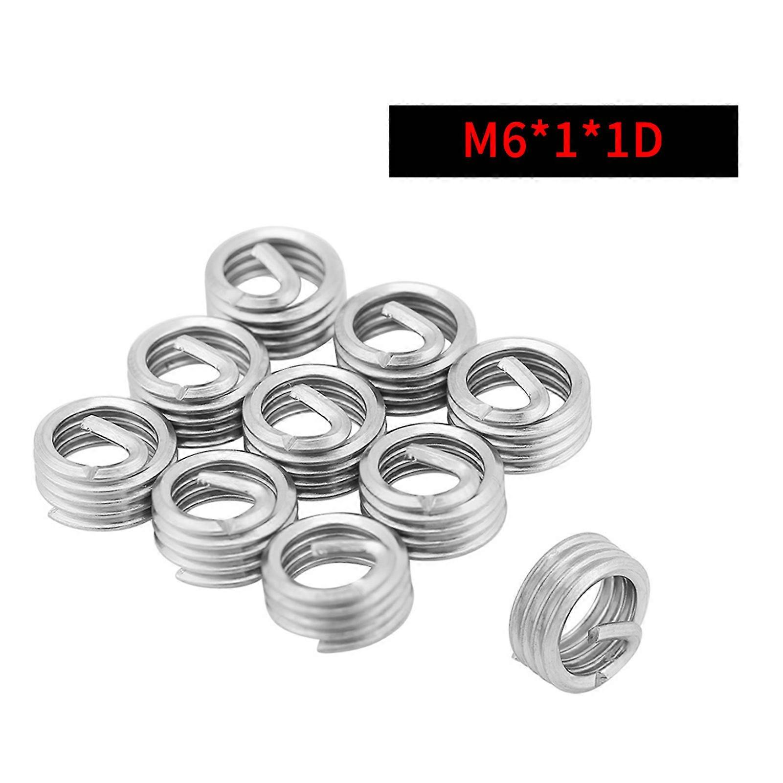100pcs M6 x 1.0 Stainless Steel Coil Thread Inserts 1D Length