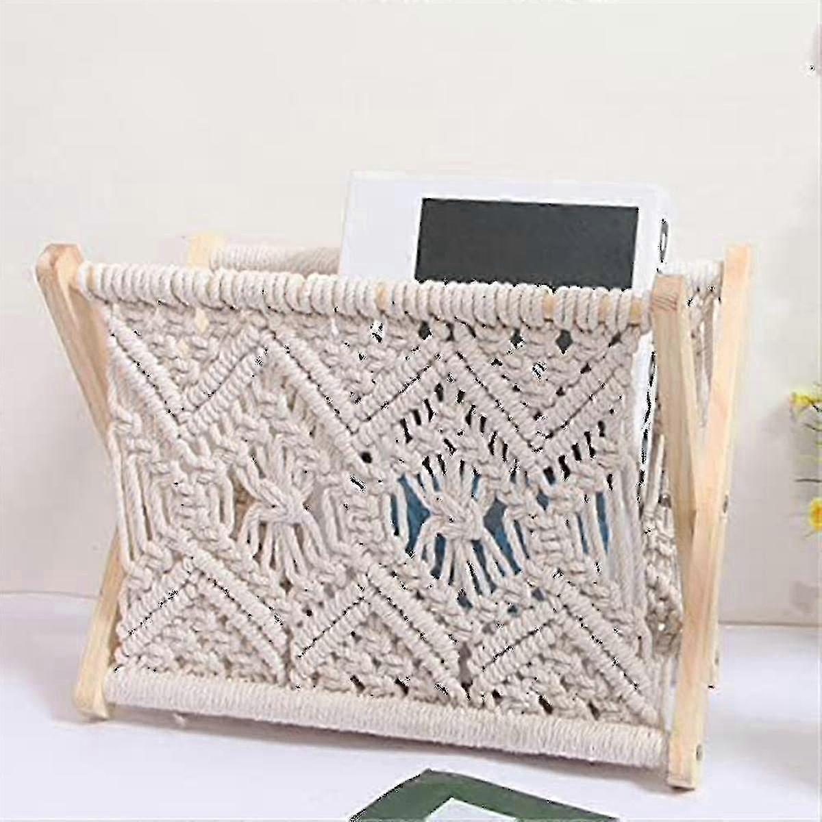 Boho Magazine Rack, Rope Woven Newspaper Rack, Magazine Baskets with Rope Fabric Design, Magazine 2025