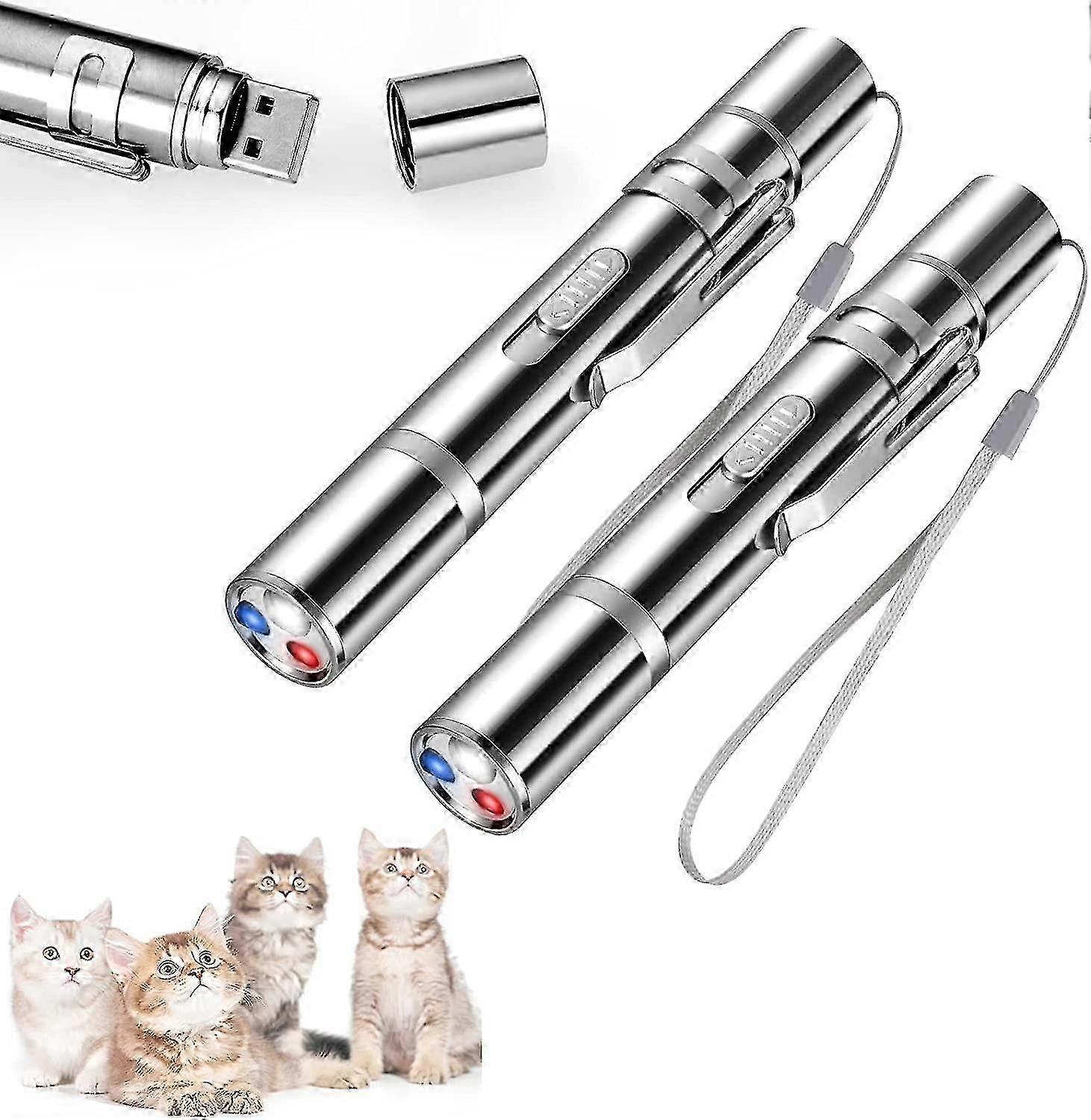 Pointer Cat. 2pcs Interactive Led Cat Toy 7 In 1 Function (flashlight + 5 Pattern Adjustable