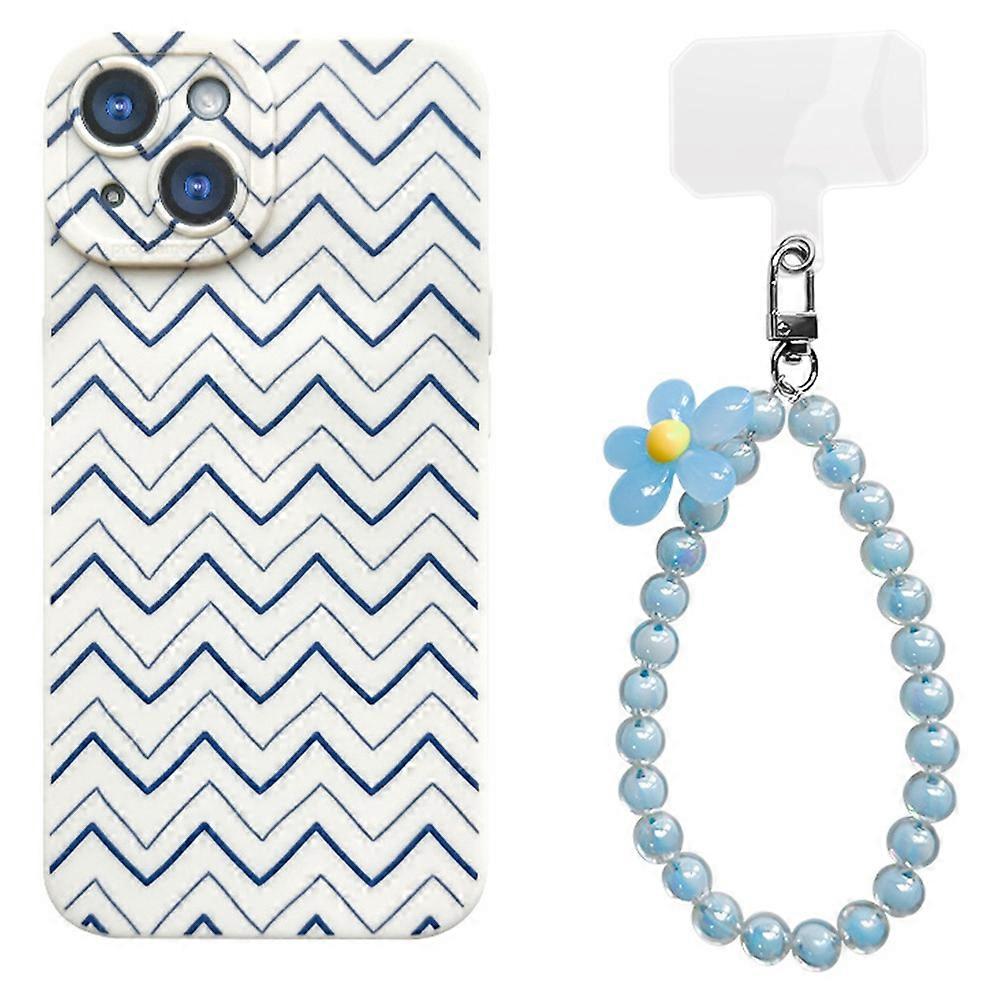 For iPhone 15 Plus Case with Phone Tether Tabs Protective TPU Phone Cover Wave Pattern Design