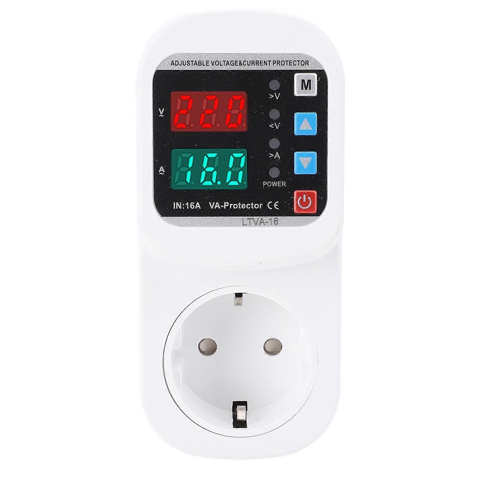 Automatic Voltage Current Safety Socket LED Display Adjustable Voltage Current Surging Safety Socket 1-63A EU Plug