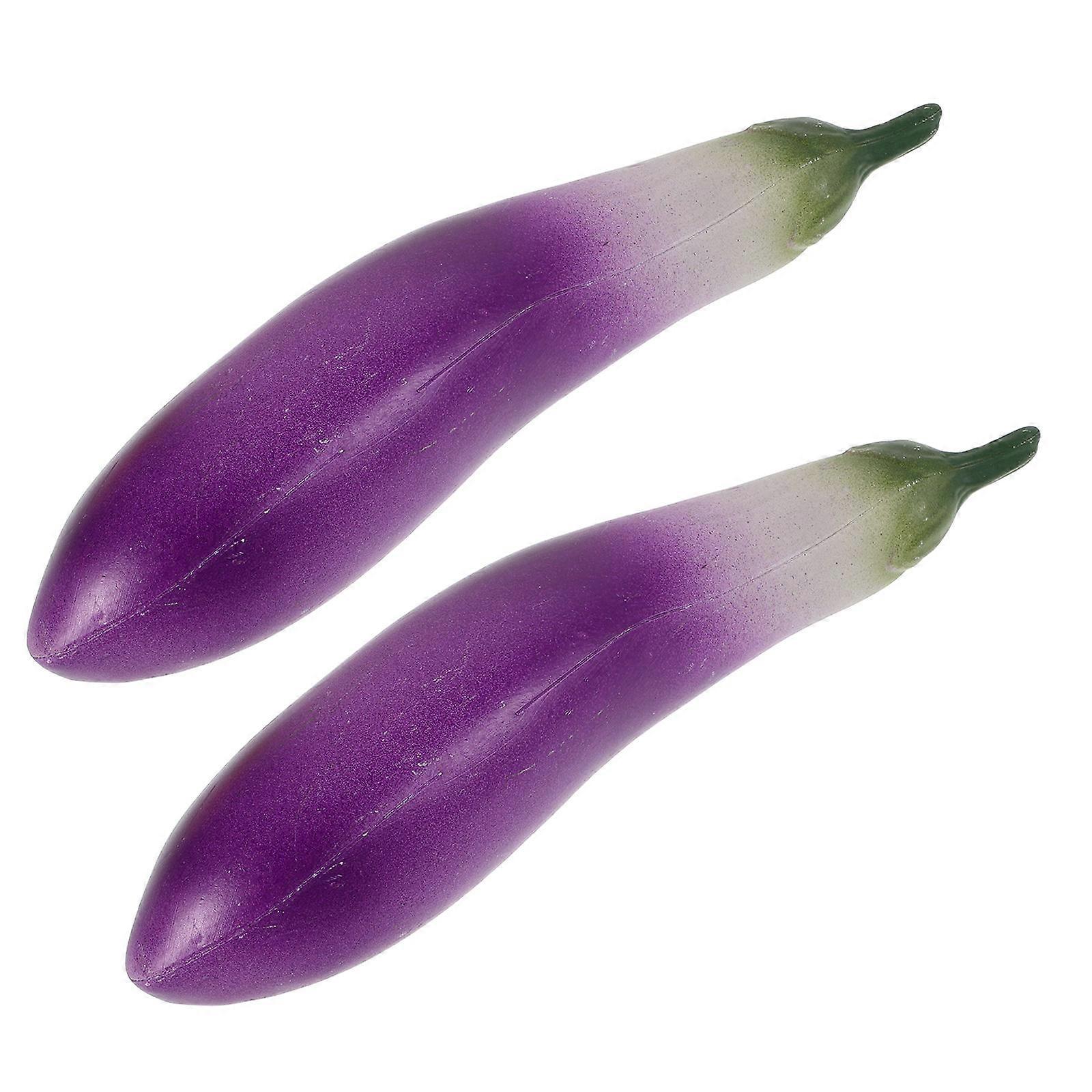 Decorative Vegetable Models Fake Eggplant for Photo Props 2Pcs Plastic