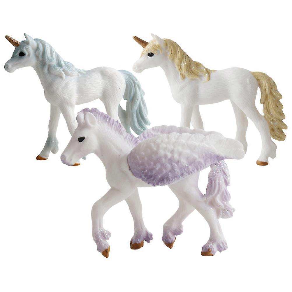 Artificial Unicorn Model Plastic Simulation Unicorn Figurine for Decor 3Pcs