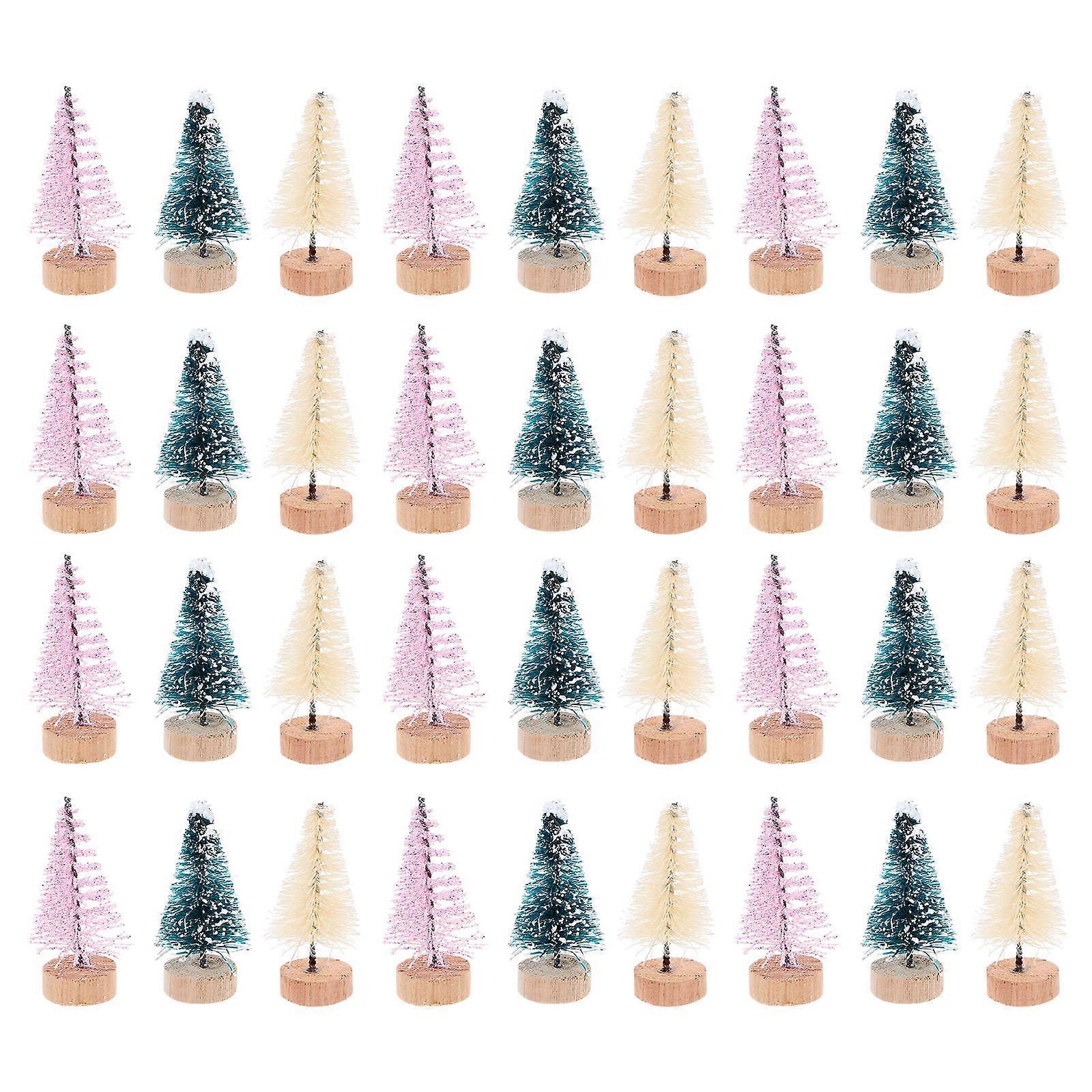 Mini Christmas Tree Wooden Base for Decoration 180Pcs Desktop Xmas Trees