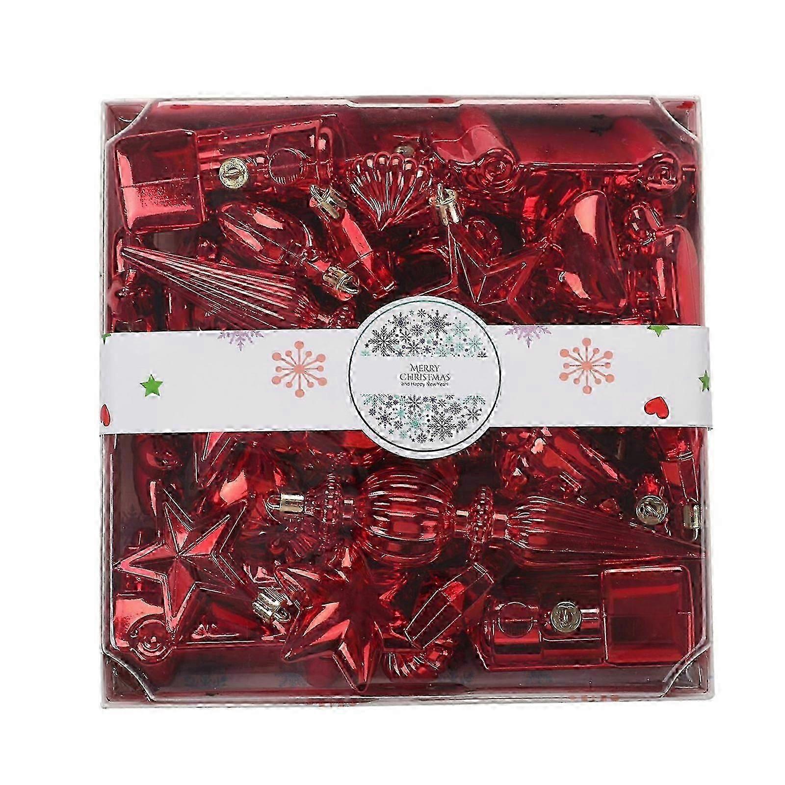 38 Pieces/box Festive Tree Decorations Special-Shaped Christmas Balls Decors Shatter-proof Plastic Ornaments for Party light blue