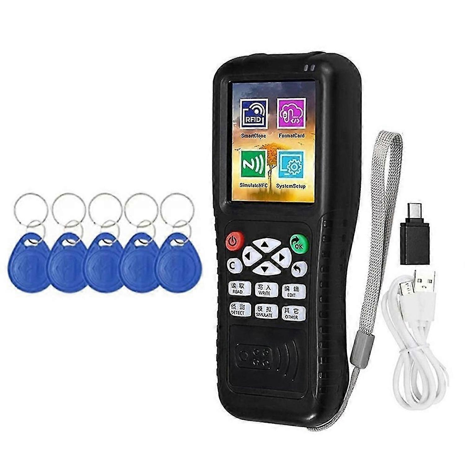 X100 RFID NFC Smart Card Reader Writer + 5 X 5200 Portachiavi RFID Duplicatore ID IC Card Programmer Encry