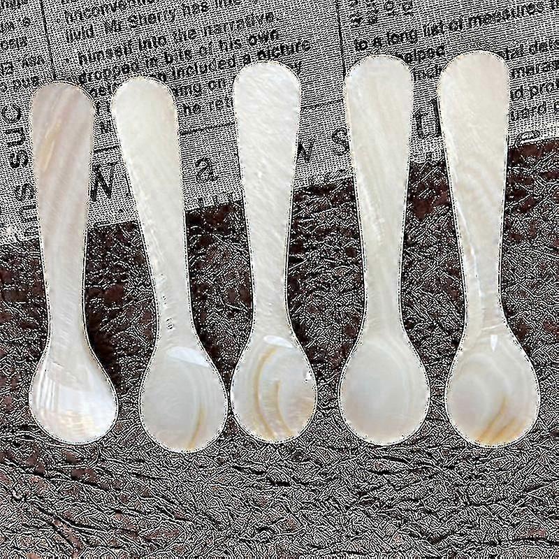 Set Of Caviar - Shell Spoon, Mother Of Pearl Caviar With Round Handle For Caviar, Egg, Ice Cream, Coffee, Restaurant Serving (2 Pieces