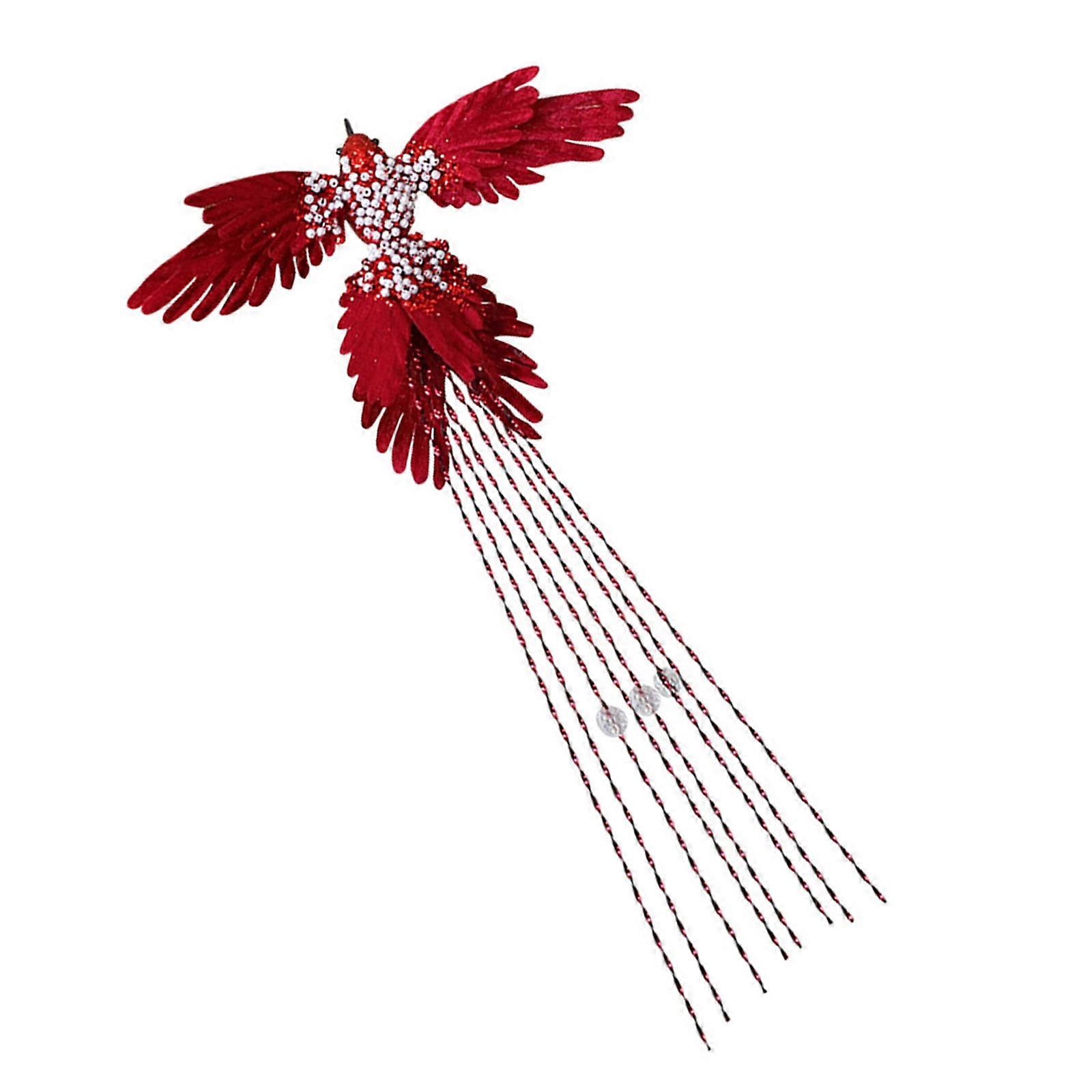 Safe Fabric Hummingbird Christmas Decoration Naturalistic Bird Ornament For Family Friendly Festival Decorating Wine red