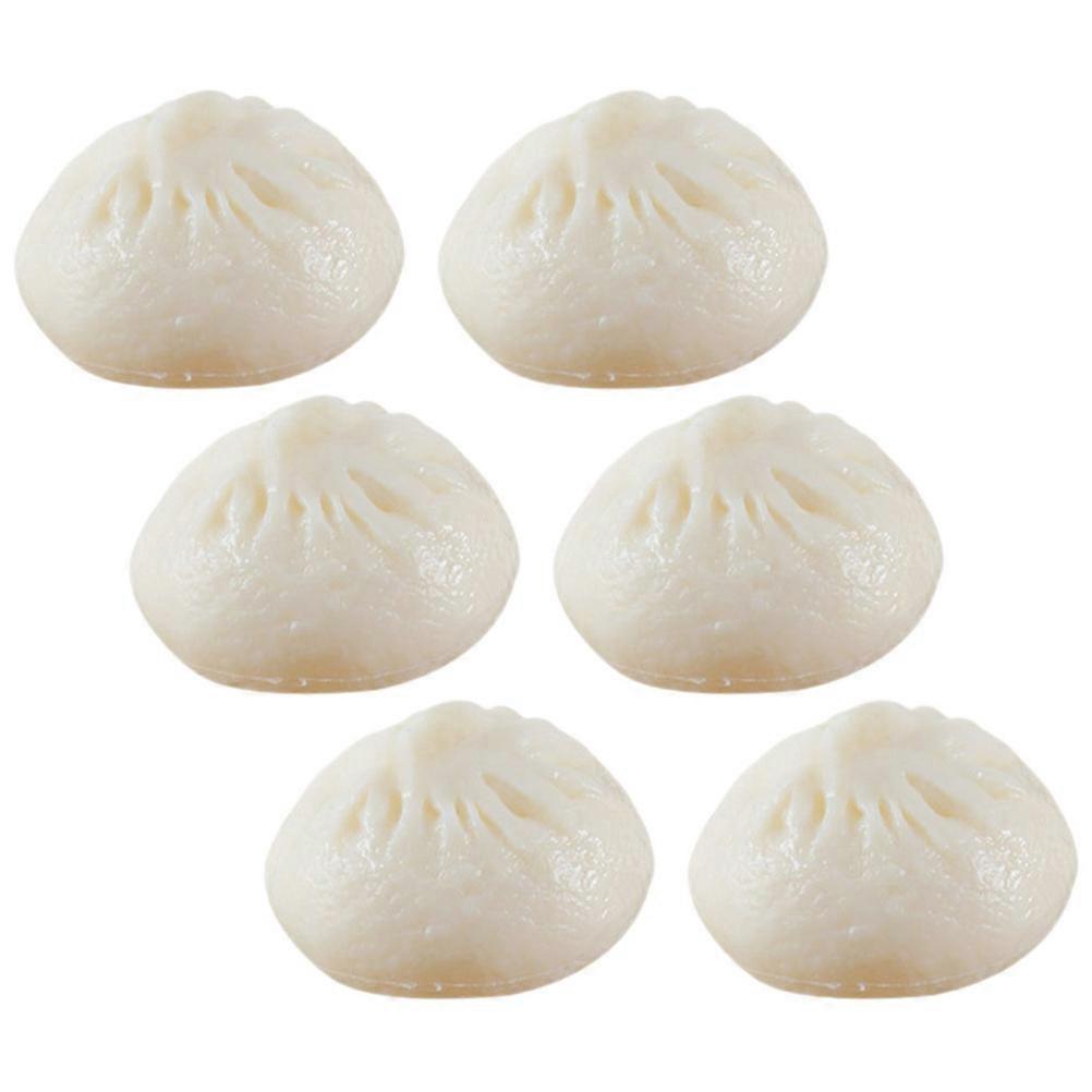 Simulation Dessert Model 6Pcs Realistic Steamed Bun Props Round With Wrinkles PVC For Decoration