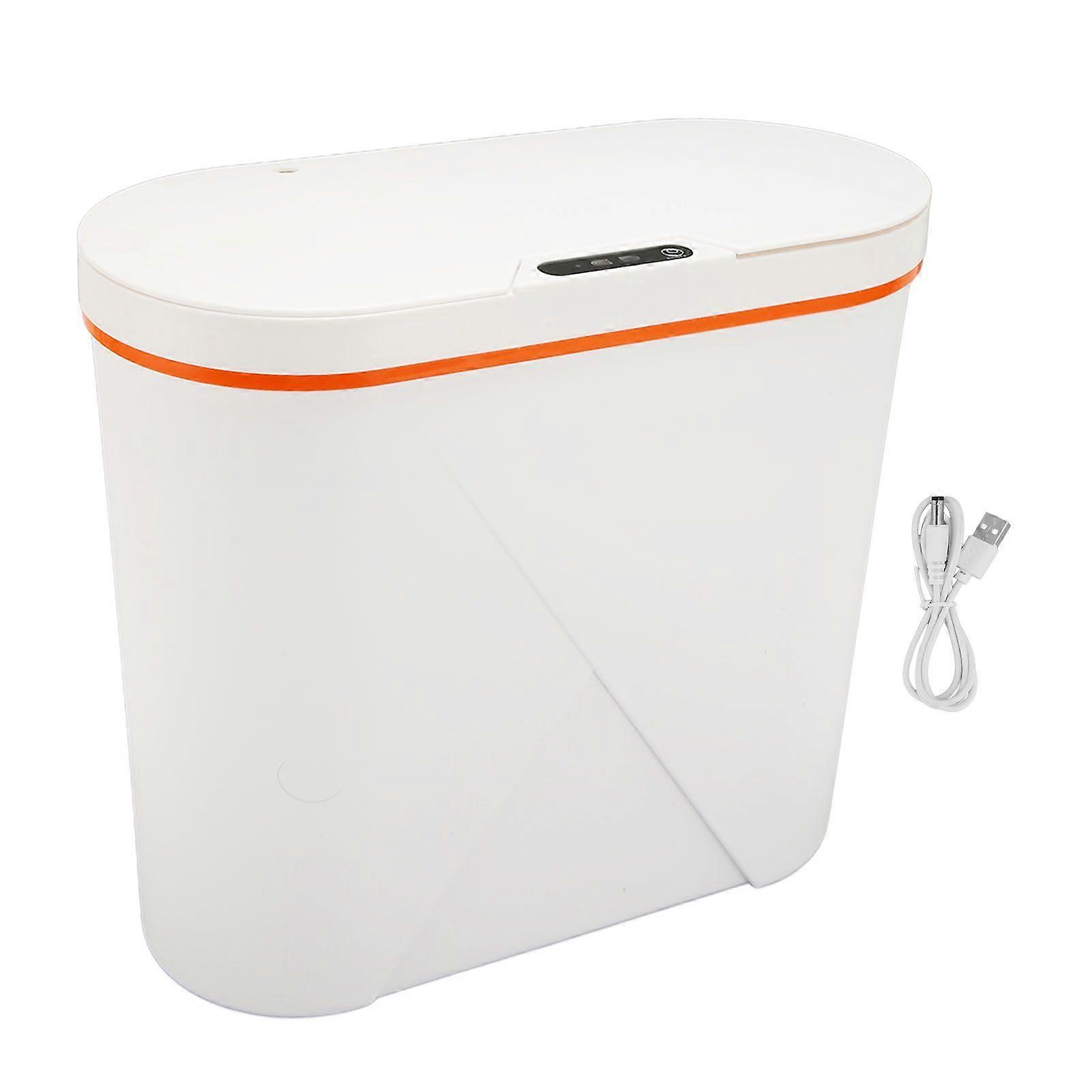 15L Automatic Trash Can Rechargeable Smart Minimalist Garbage Can with Essential Oil Diffuser for Bathroom Kitchen White