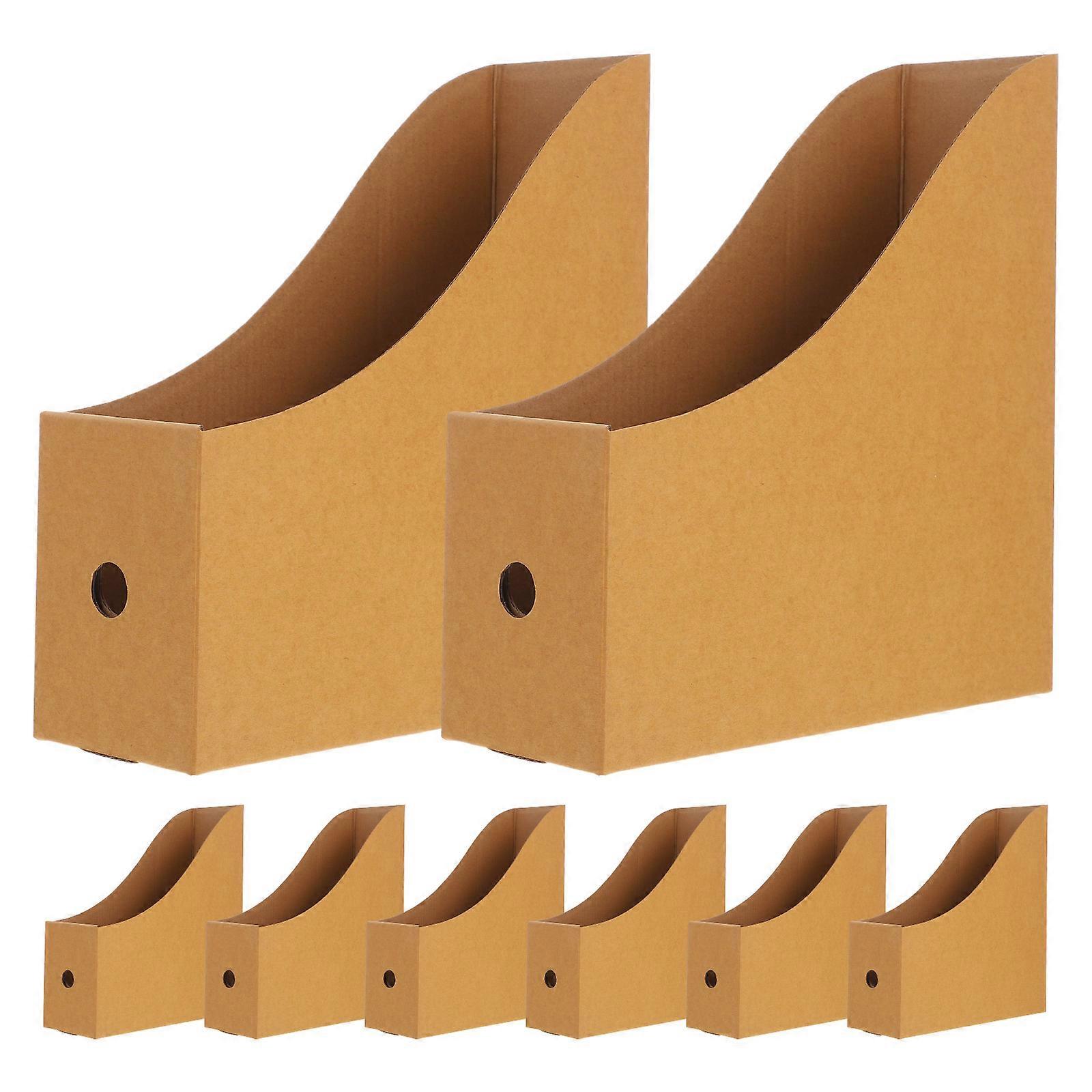 Khaki Magazine File Holder Kraft Paper for Office Storage 8Pcs Set