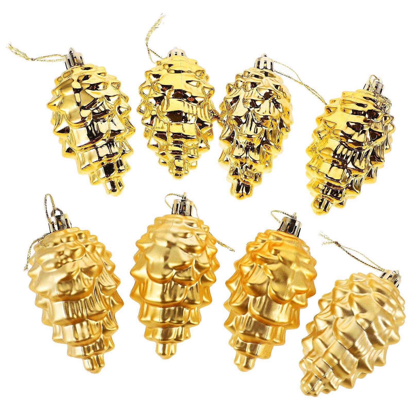 Christmas Tree Hanging Pinecone Ornaments Made with Plastic 8Pcs Set