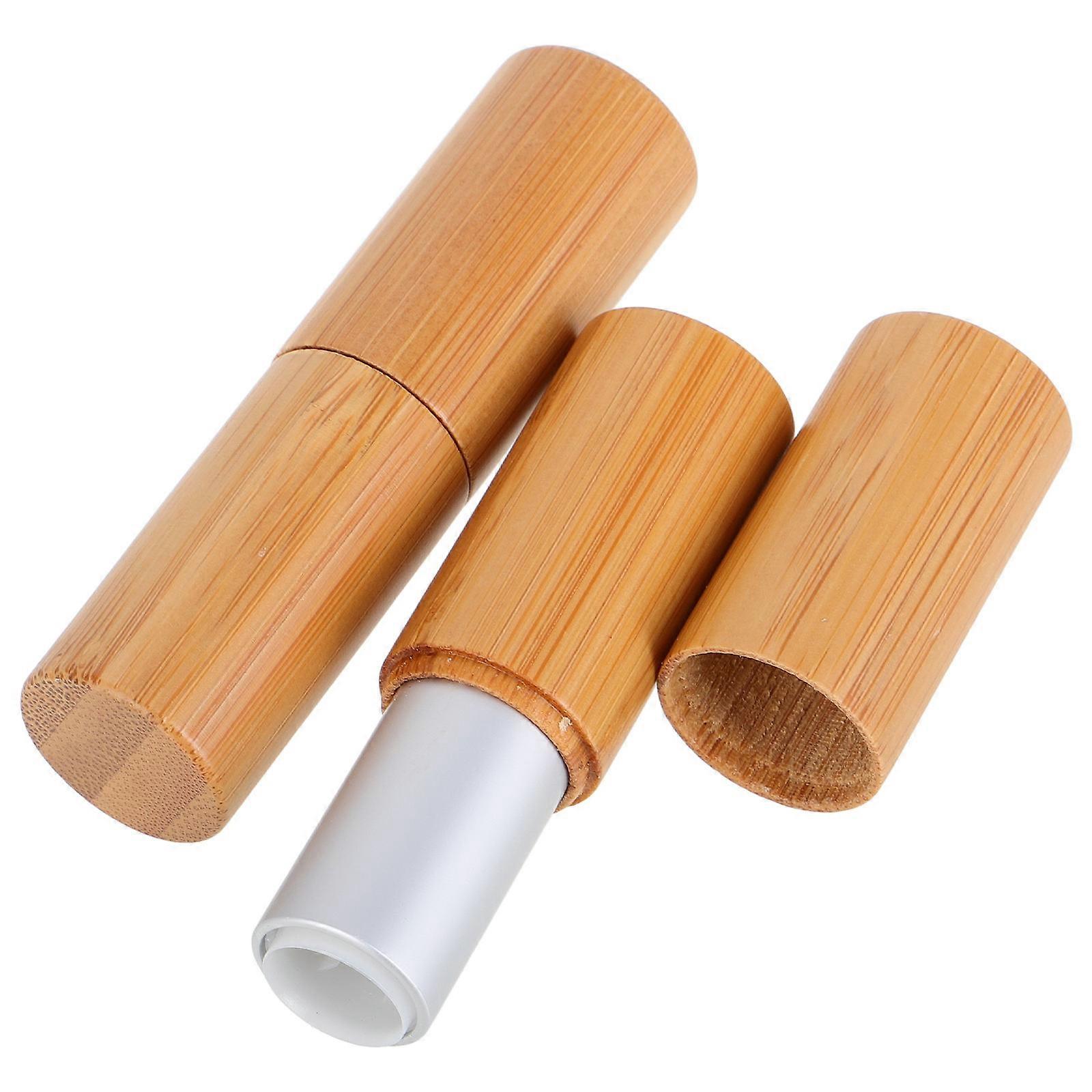DIY Bamboo Lipstick Container for Lip Balm 2Pcs Portable Empty Tubes