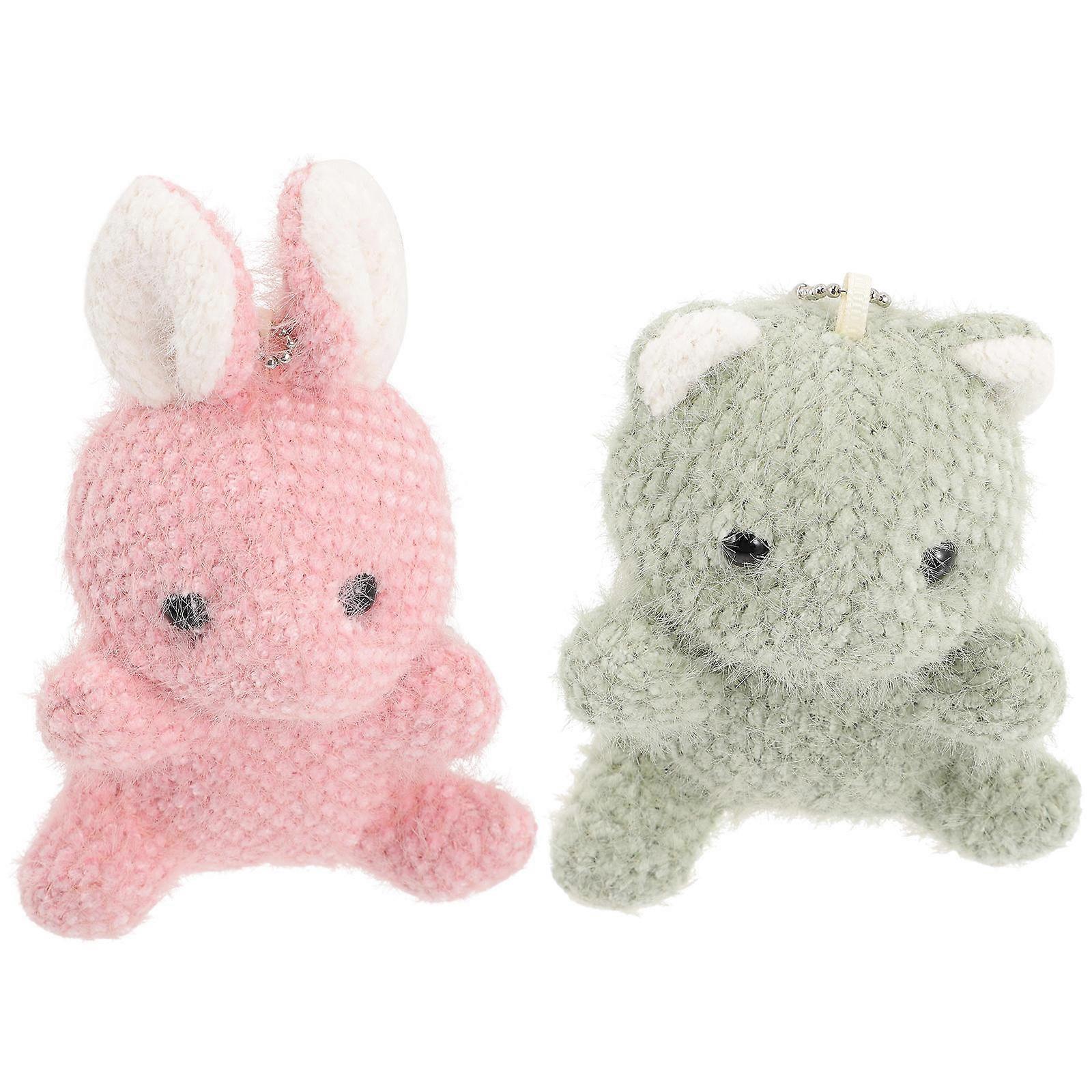 Cute Stuffed Bunny Keychain Bag Accessory For General Public Random Color 6Pcs
