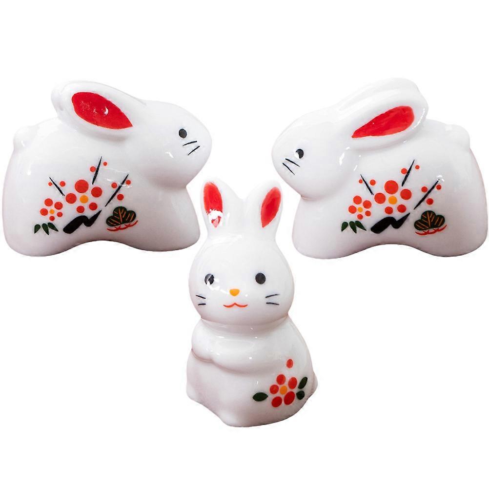Ceramic Rabbit Craft for Decor 12Pcs Assorted Color Rabbit Figurine Set