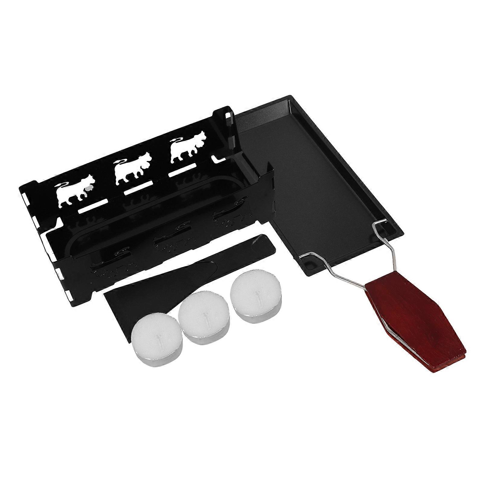 4Set Raclette Cheese Melter Portable Picnic Rectangular Grilling Device With Nonstick Coating And Innovative Design