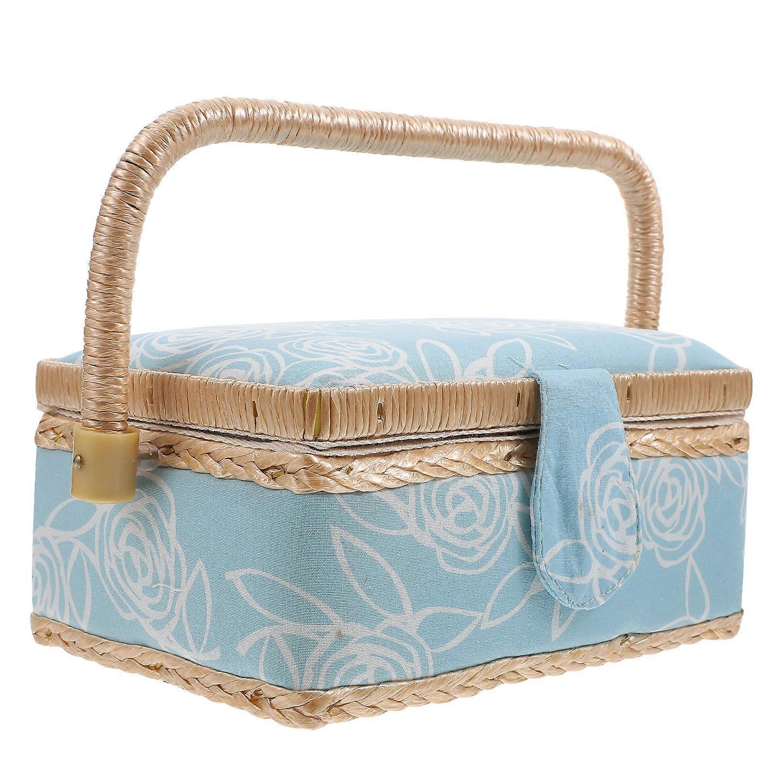 Sewing Tools Box for Storage 2Pcs Blue Needlework Supplies Sewing Holder